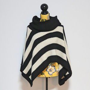 River Island Black And White Stripes Poncho Small